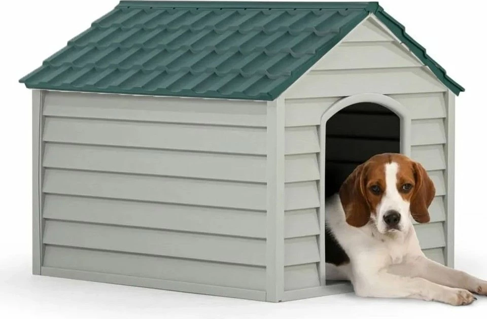 Hiška za hišne ljubljenčke, plastika, siv in zelen, 76x64x62 cm, Paws & Whiskers, 5100-3