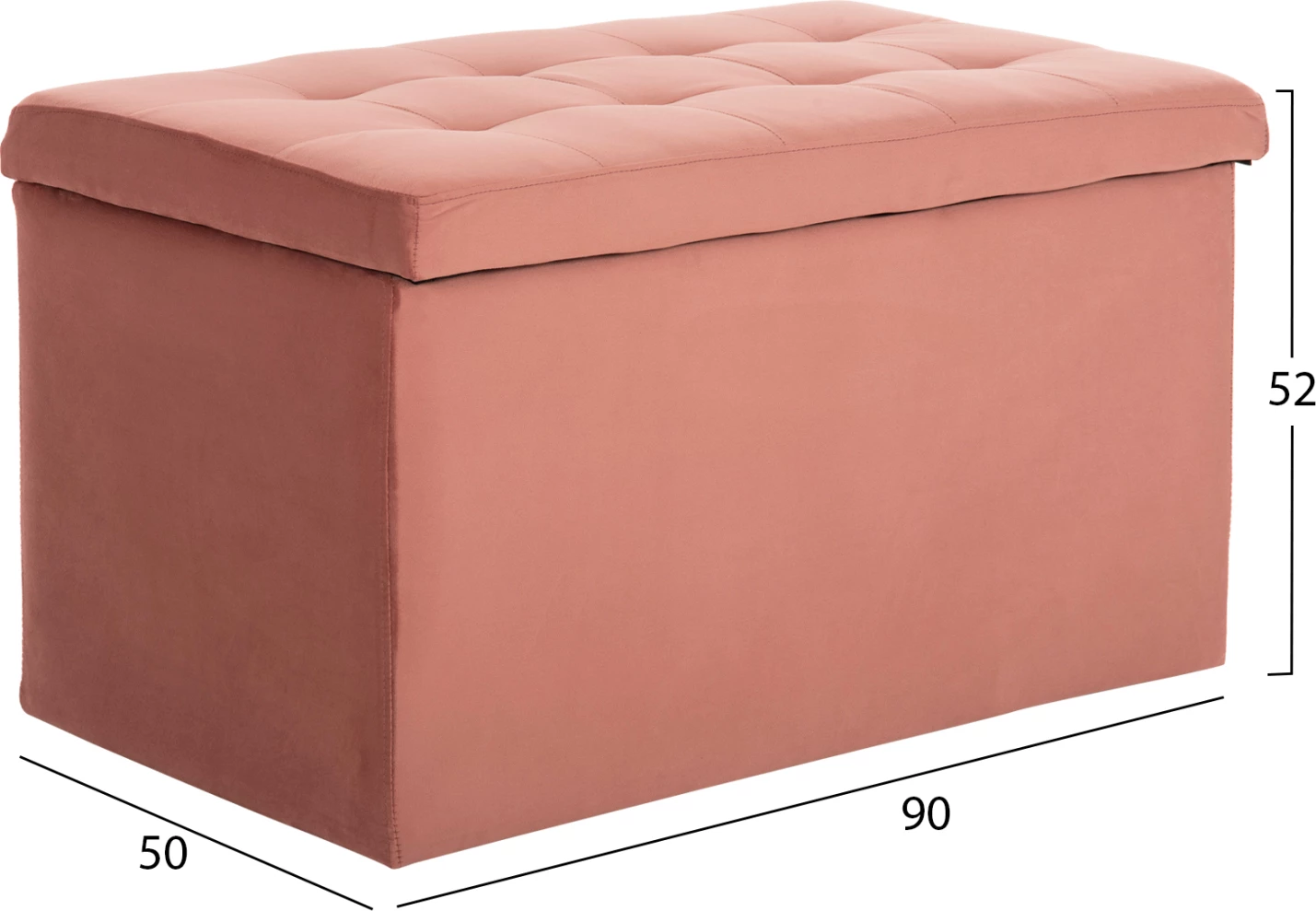 Stolček/trunk s prostorom za shranjevanje PUNK FH279.12 iz prašno roza žameta 90x50x52H cm
