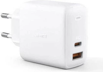Stenski polnilec AUKEY Omnia GaN PA-B3, 65 W, 2× USB (USB-A + USB-C), bel