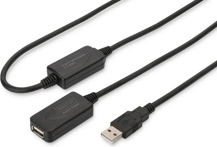 Podaljševalni USB kabel 2.0 Digitus DA-73102, 20 m, črn