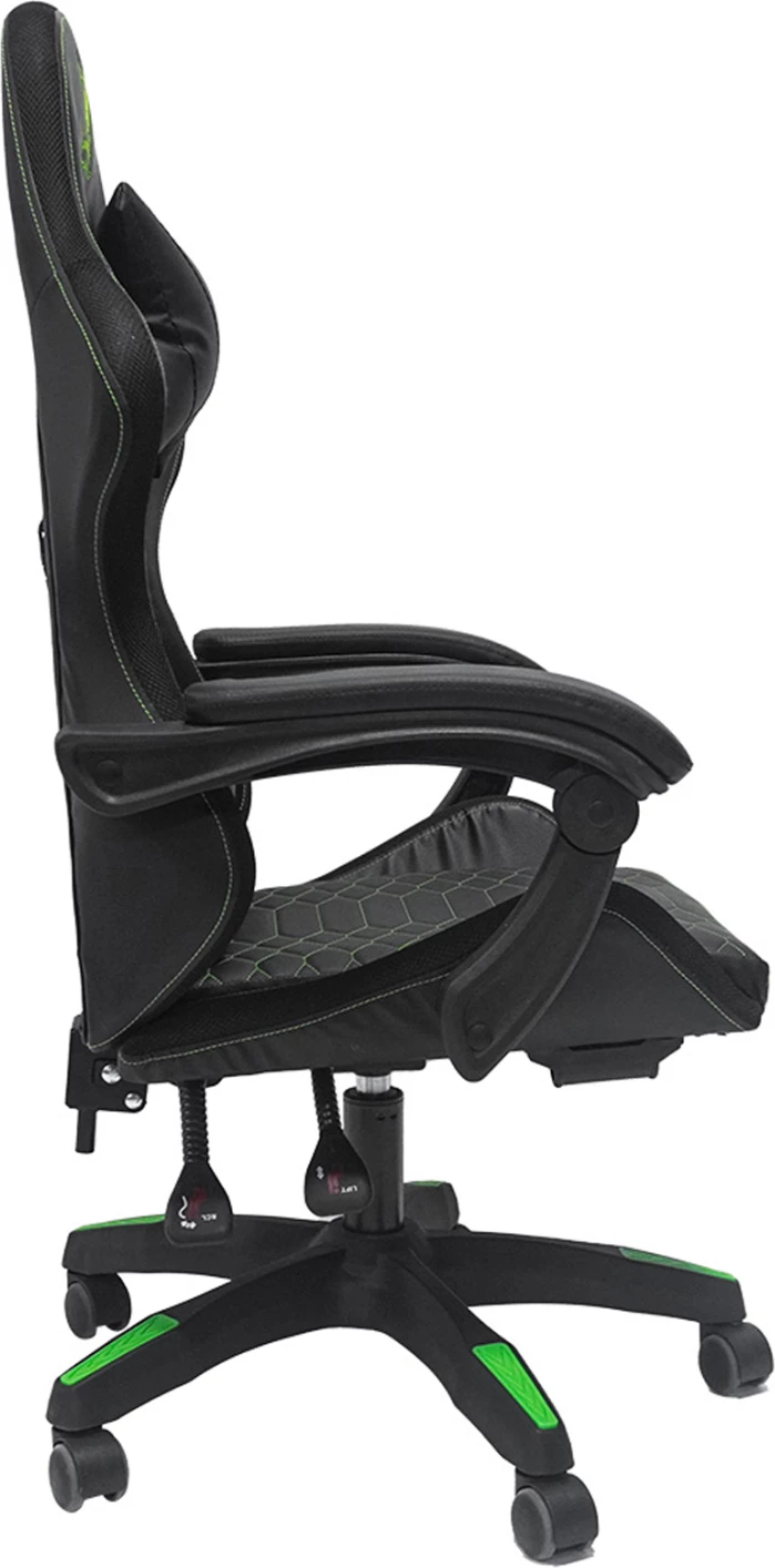 GAMING naslanjač LOOT FH1204 črno-zelena PVC in najlon 51x49x125Hcm