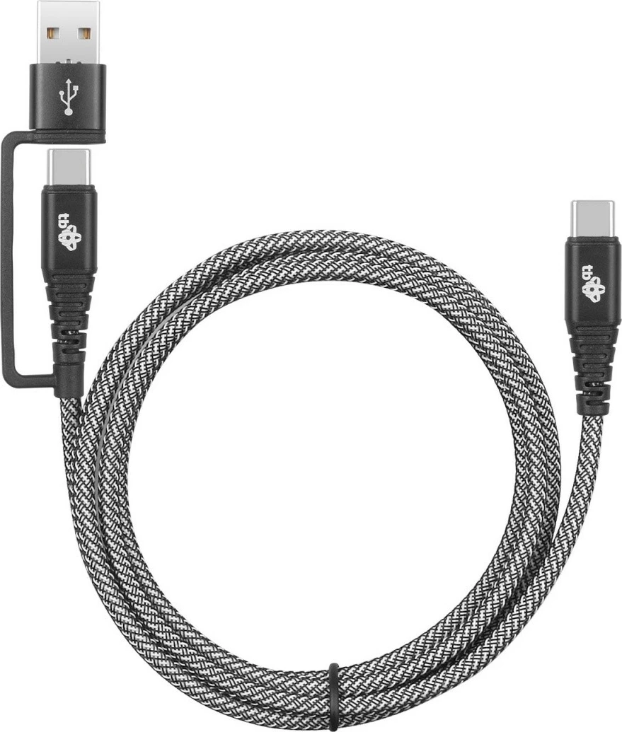 Kabel 2-v-1 TB USB C v USB C s priključkom USB A, 1,2 m, črn