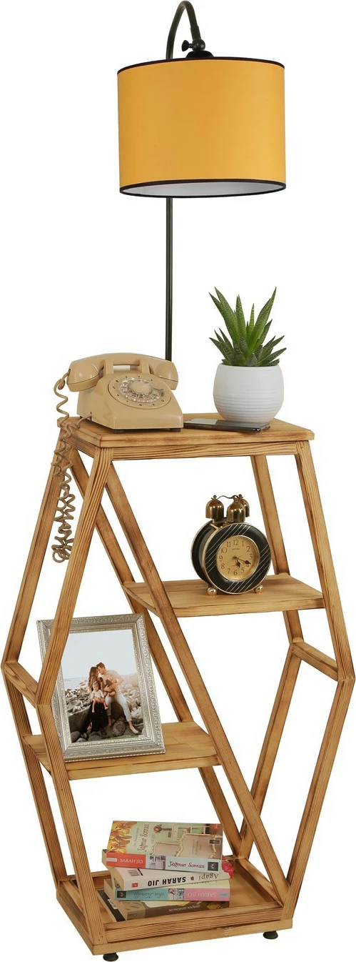 Stojalna svetilka z poličo za knjige, rumena, Opviq 8526-7