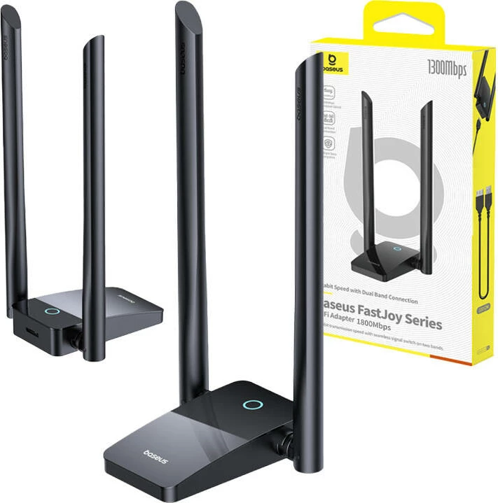 WiFi adapter Baseus FastJoy 1800 Mbps z zunanjima antenama, črn