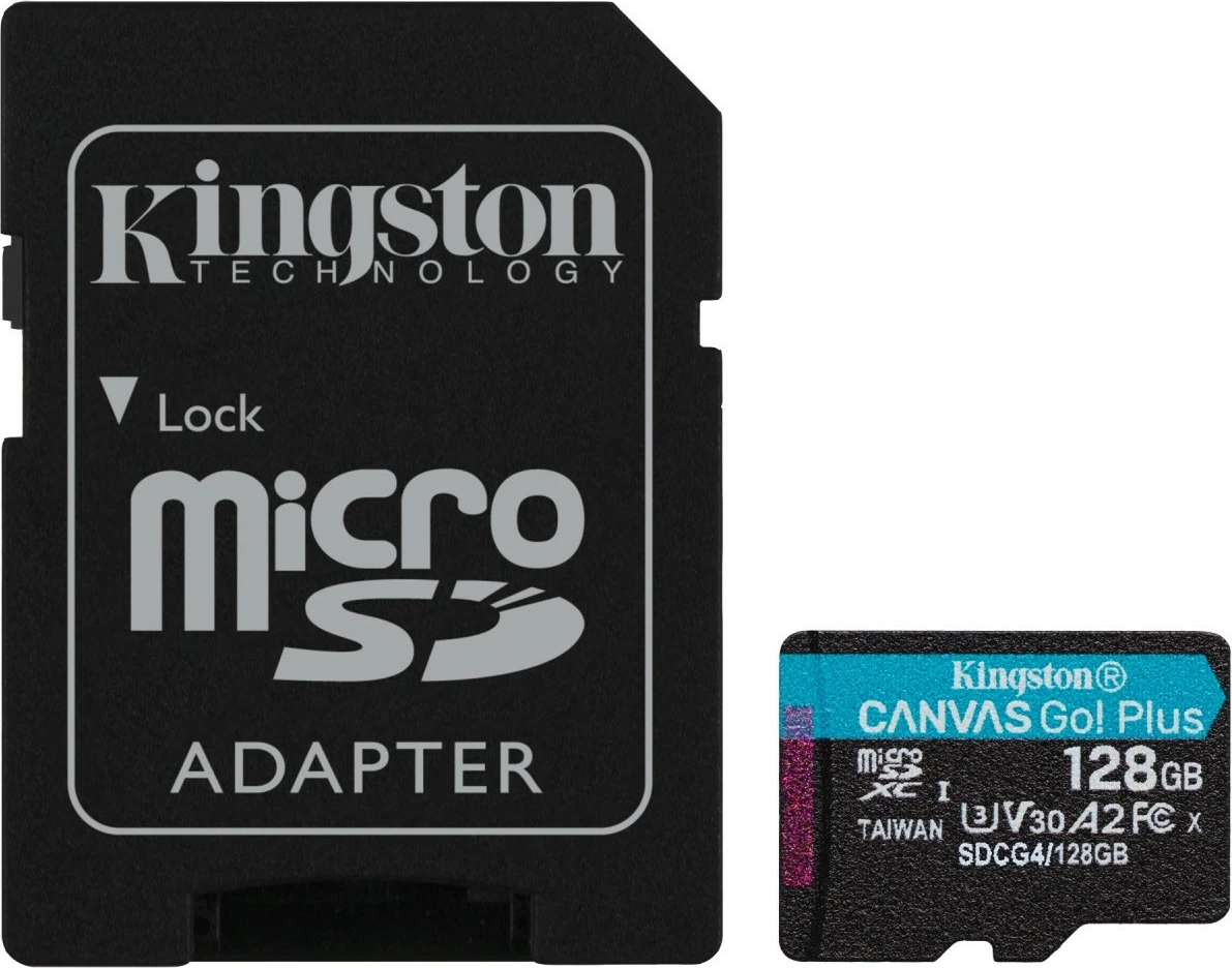 Spominska kartica microSD 128GB z SD adapterjem, Kingston Canvas Go! Plus