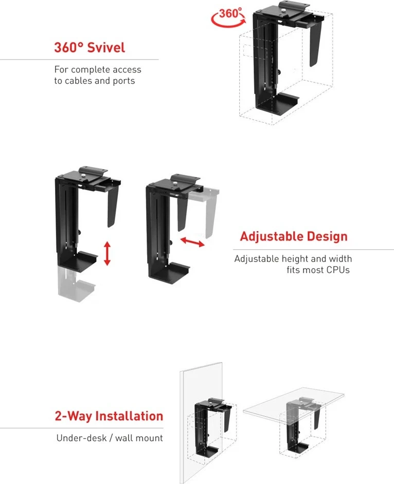 Nosilec za računalnik Maclean MC-713, črn