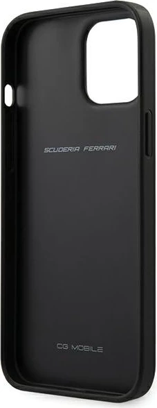 Ovitek za telefon Ferrari FEOGOHCP12LBK za iPhone 12 Pro Max 6,7", trdo ohišje, naravna koža, črn