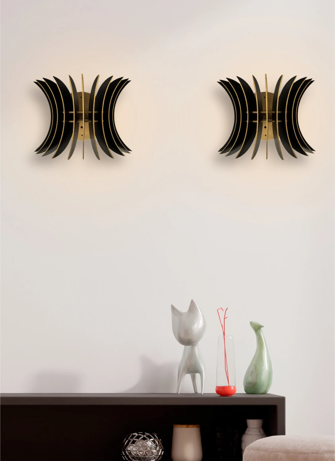 Komplet stenskih svetilk 2 kos lesene iz MDF črne FH7380.03 28x20x20 cm