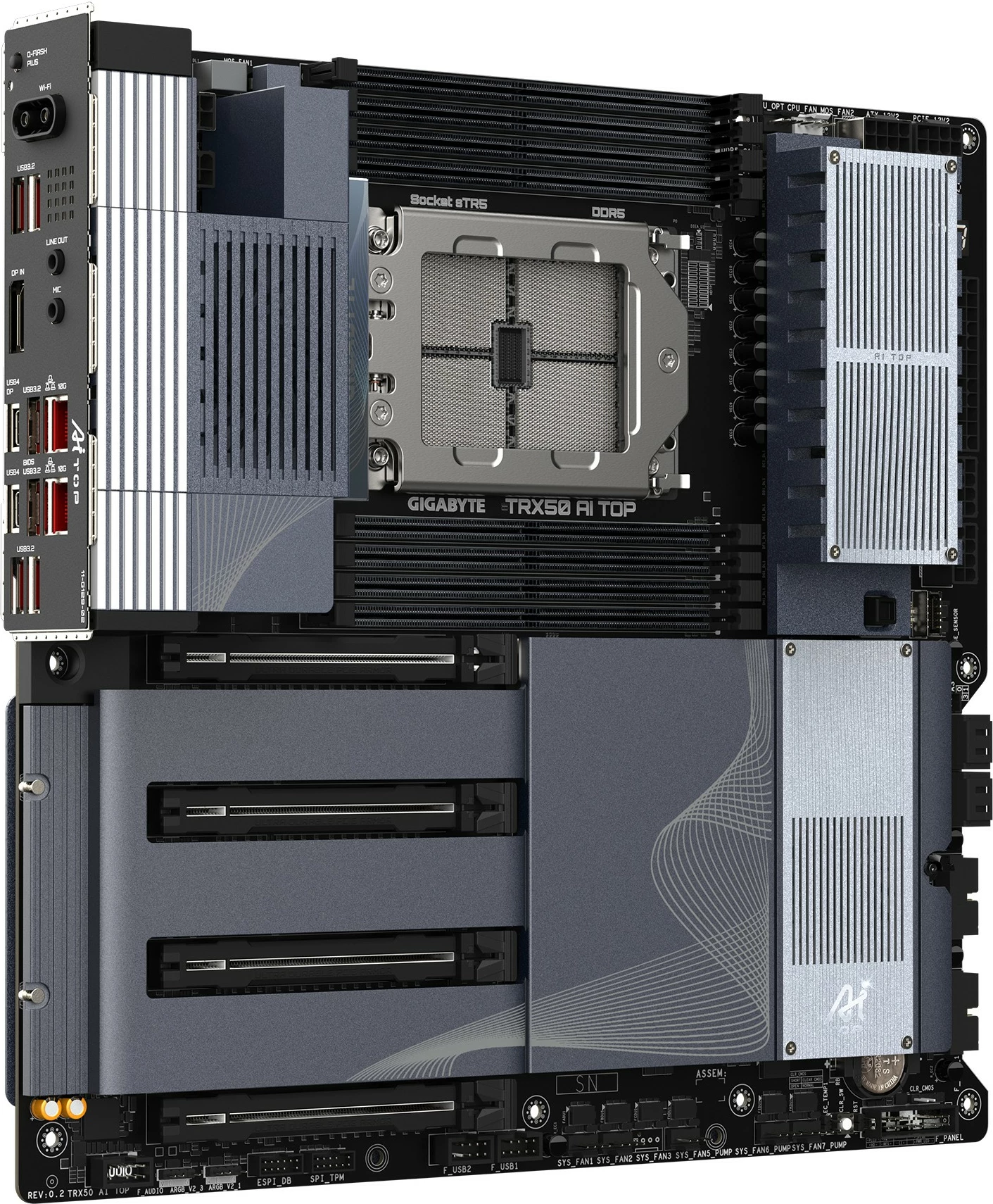 Matična plošča Gigabyte TRX50 AI TOP, sTR5, ATX, za Threadripper, sive