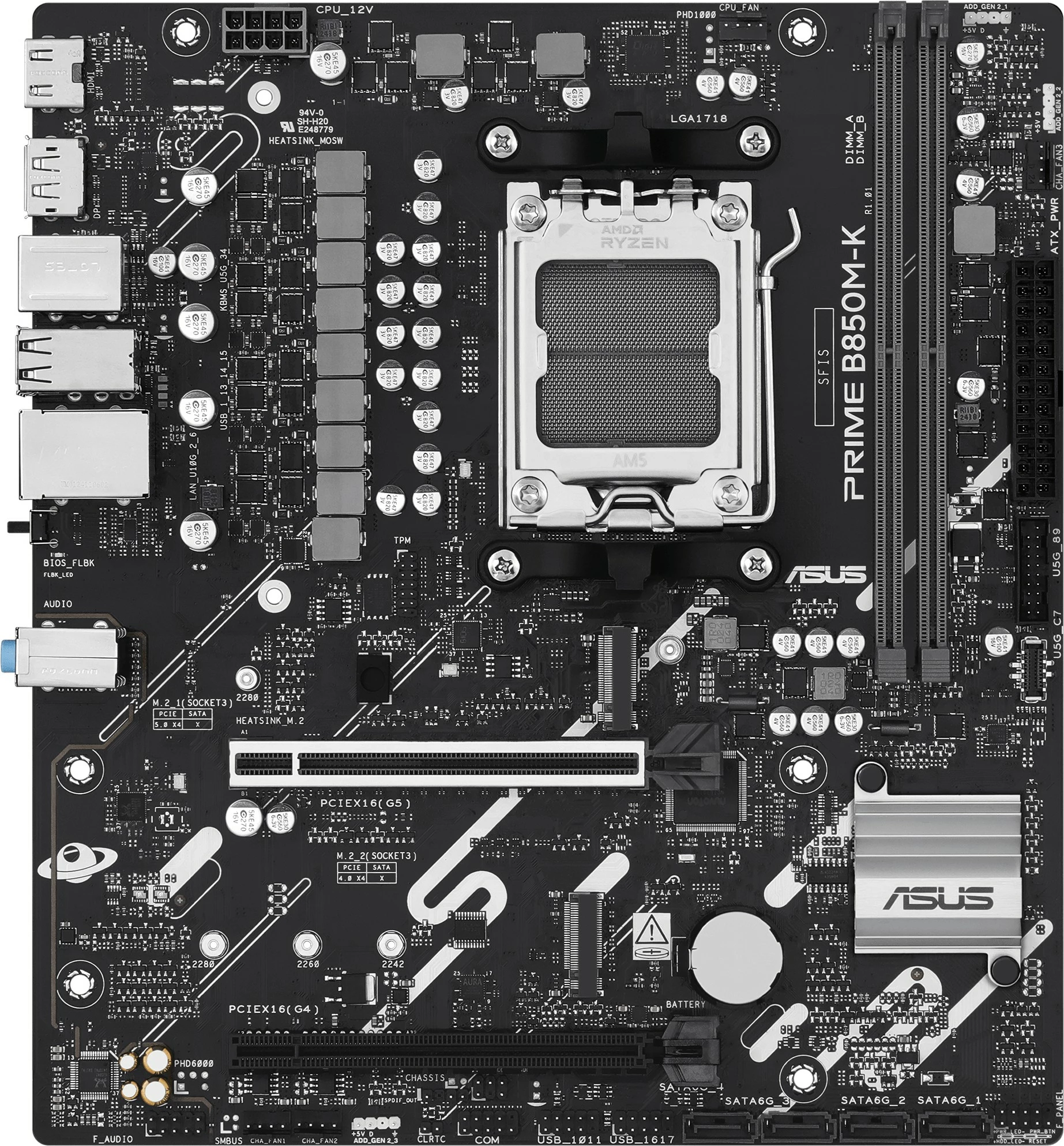 Matična plošča ASUS PRIME B850M-K, AMD, Socket AM5, DDR5, micro ATX