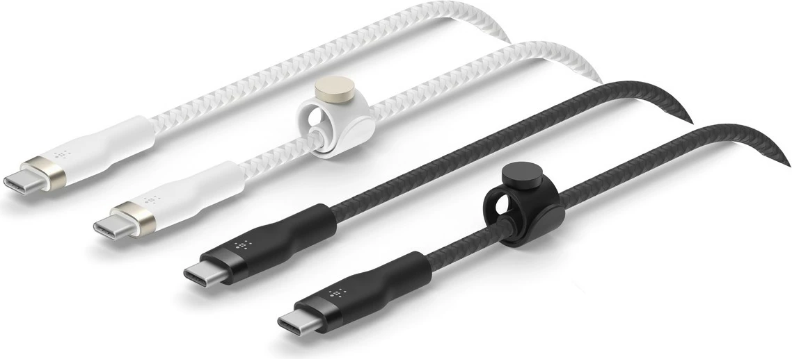 Hitri polnilni kabel USB-C, Belkin BoostCharge Pro Flex 1 m, 2 kosa, 60 W, črn/bel