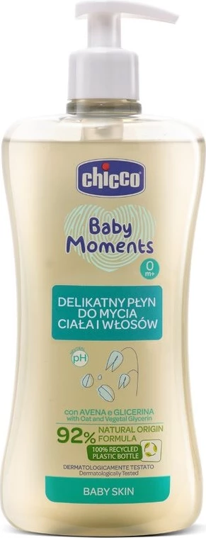 Deterdžent za telo in lase za dojenčke Baby Moments gentle, Chicco, 500 ml