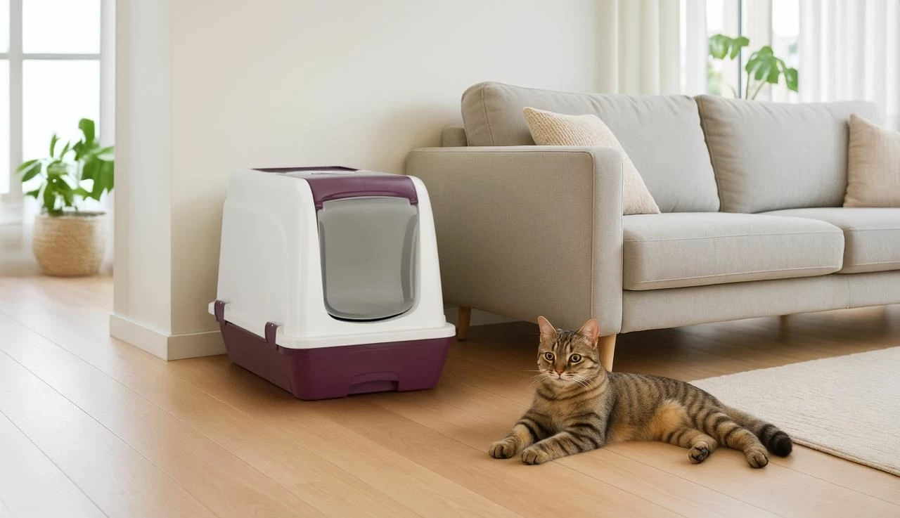 Mačja posoda za pesek Paws & Whiskers, 5115-02, fuksija