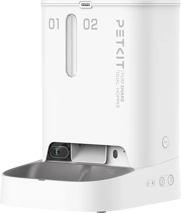 Pametni podajalnik hrane PetKit Yumshare Dual Hopper, 5 L, z kamero, bel