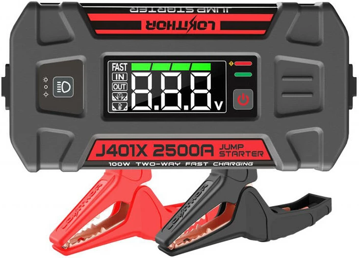 Močan startni akumulator Lokithor J401X, 2500A, powerbank 20000mAh, LED luč, črn