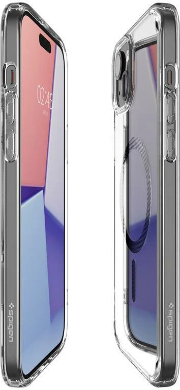 Ovitek za telefon Spigen Ultra Hybrid MagSafe za iPhone 15 Plus, prozoren/siv (carbon)