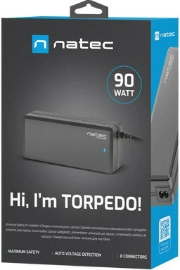 Univerzalni napajalnik Natec Torpedo UNI-90, 90 W, 8 nastavkov