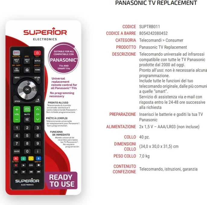 Univerzalni daljinski upravljalnik Superior Electronics za Panasonic