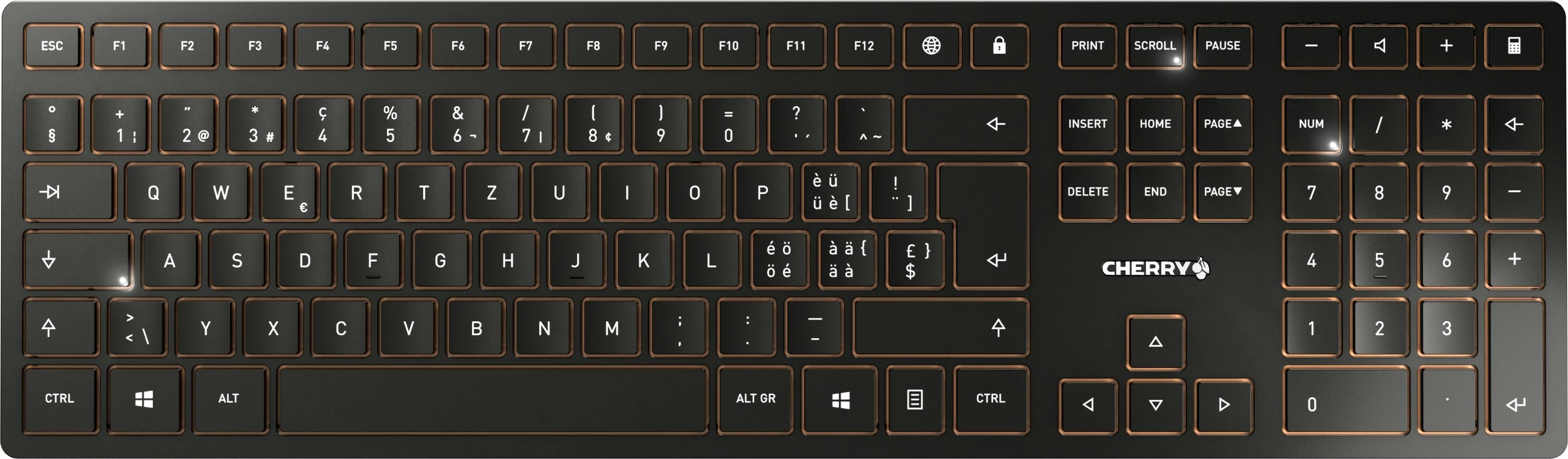Brezervenski komplet tipkovnice in miške, Cherry DW 9100 SLIM, brezžični RF + Bluetooth, QWERTZ, črn