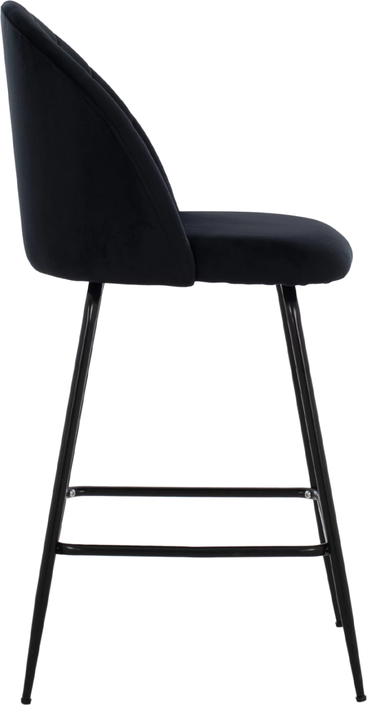 Srednje visoki stolček ODED s kovinskimi nogami in črnim žametom 45x53x98 cm, set 2 kosov