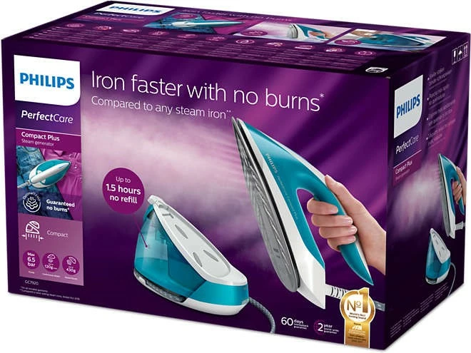 Likalnik s parnim generatorjem Philips GC7920/20, 2400 W, Azure