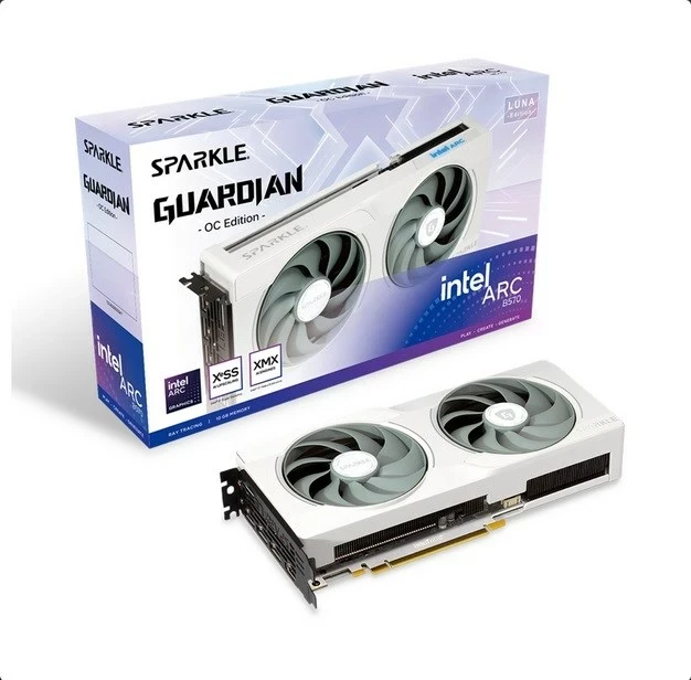 Grafična kartica SPARKLE Intel Arc B570 GUARDIAN OC 10 GB GDDR6, bela