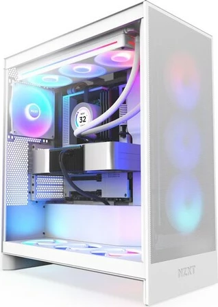 Midi Tower ohišje z visoko zračno pretočnostjo NZXT H7 FLOW RGB (2024), belo