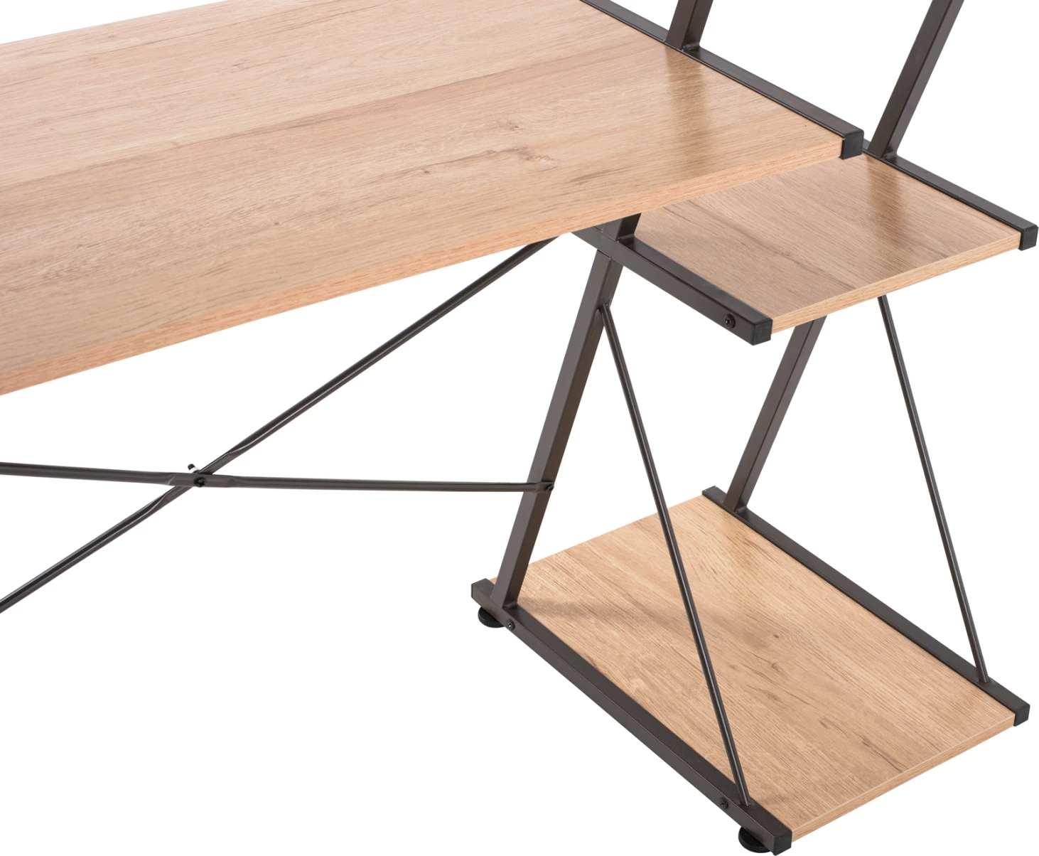 Pisalna miza FH9317 kovinsko črna z MDF namizjem v barvi hrasta 116X48X89,5Hcm