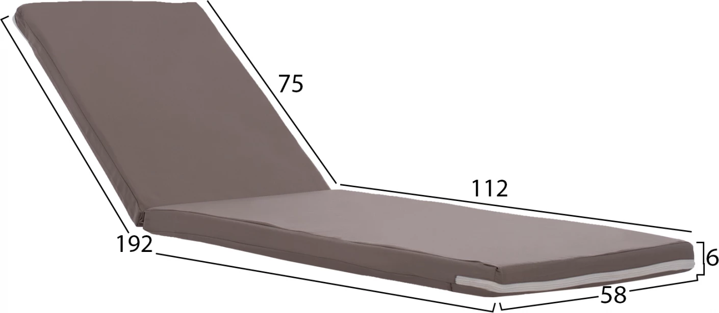 Blazina za ležalnik iz poliestra Chios siva FH11234.10P 196(117+1+78)x58x5cm