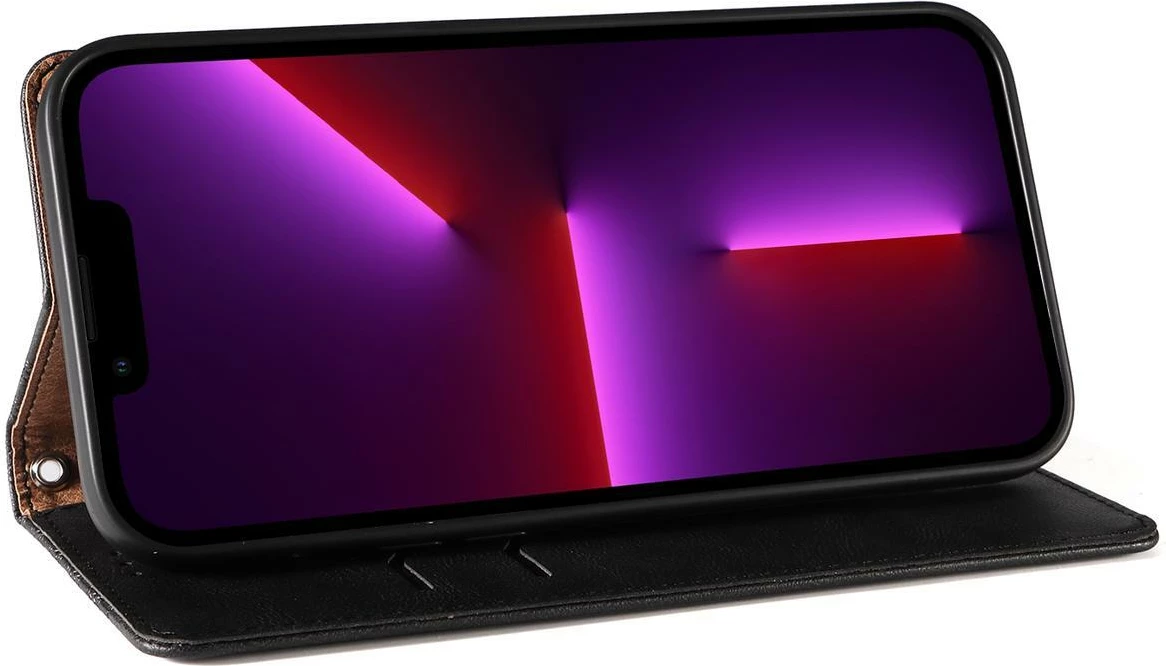 Ovitek za telefon z magnetnim zapiranjem, denarnico in paščkom za zapestje, za iPhone 12 Pro, Hurtel, črn