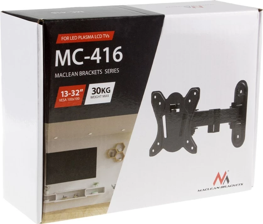 Stenski nosilec za TV/monitor Maclean MC-416, 13"–32", črn