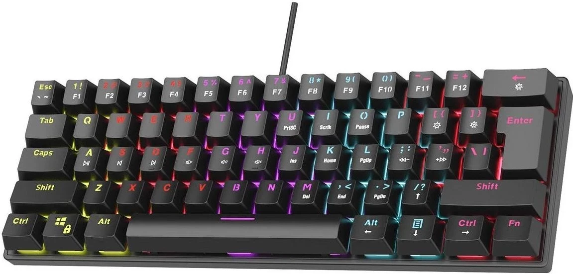 Mehanska tipkovnica z RGB osvetlitvijo Rampage PLOWER K60 Blue RGB, črna