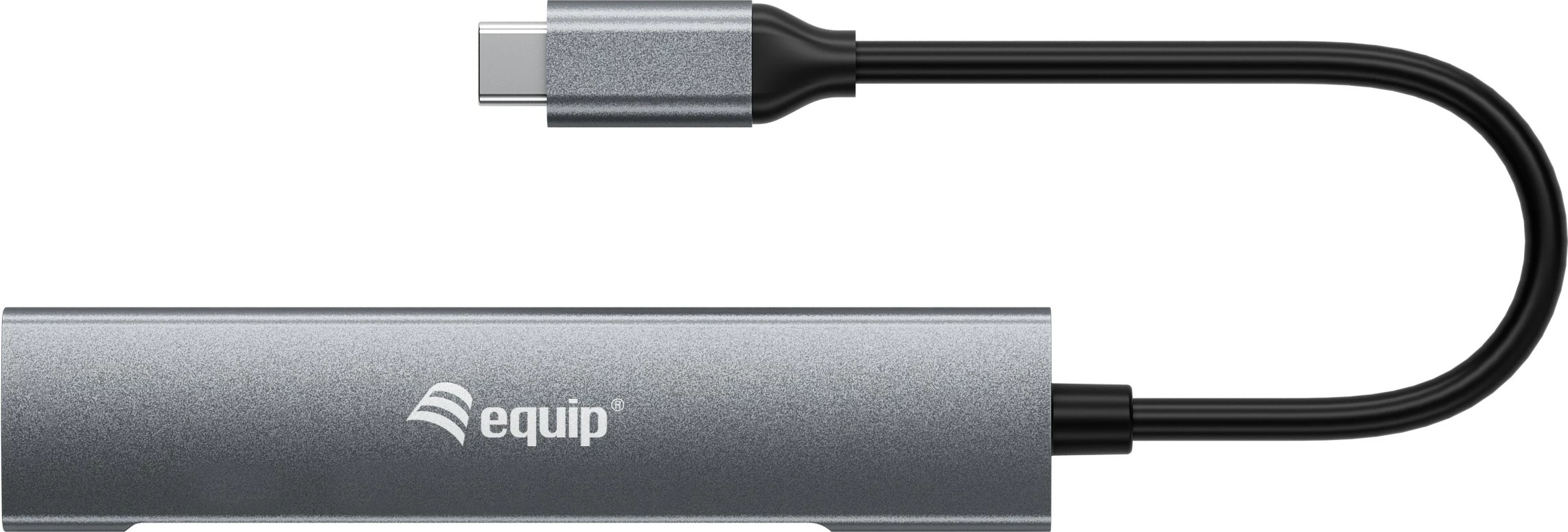 USB hub z 4 priključki USB 3.2 Gen 1 Type-C, aluminij, črno, srebrno, 0,15 m - Equip