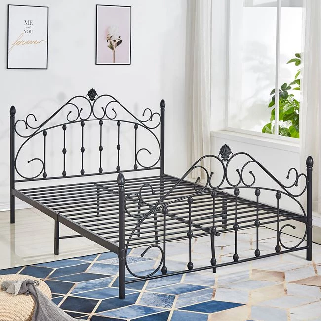 Kovinska postelja 150x200 cm črne barve FH576.01