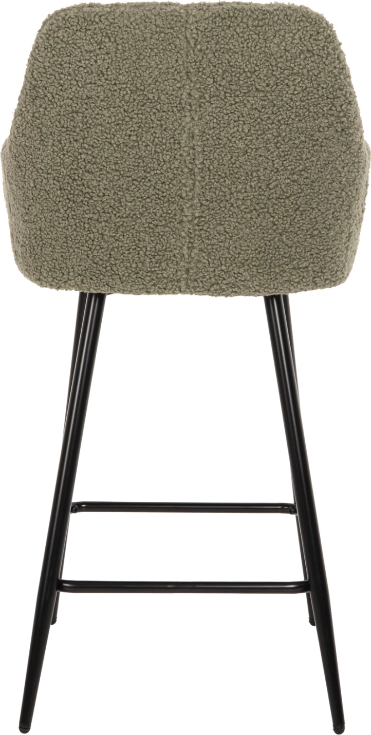 Barski stol srednje višine STRIKE FH8592.03 pistacija zelena tkanina TEDDY-črne kovinske noge 50x50x94,5Hcm, set 2 kosov