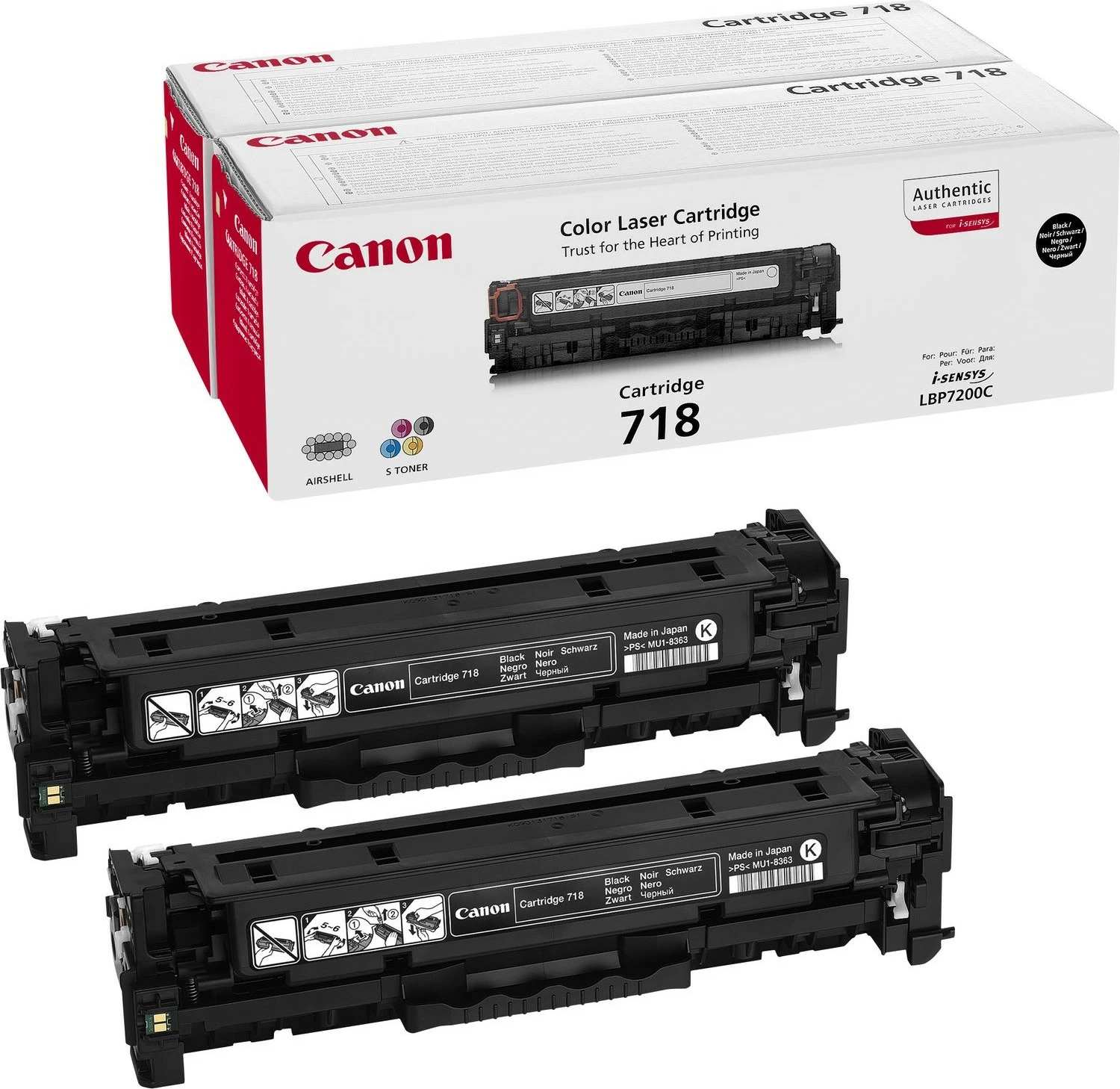 Toner, Canon CRG-718 Bk VP, 3400 strani, 2 kosa, črn