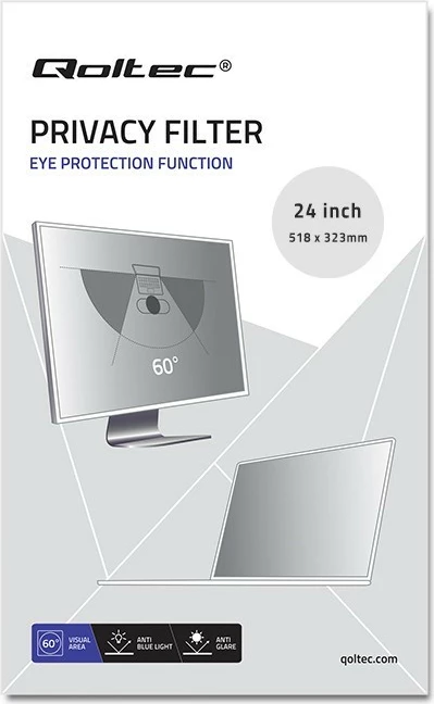 Filtar zasebnosti, 24", 16:10, črn — Qoltec 51061