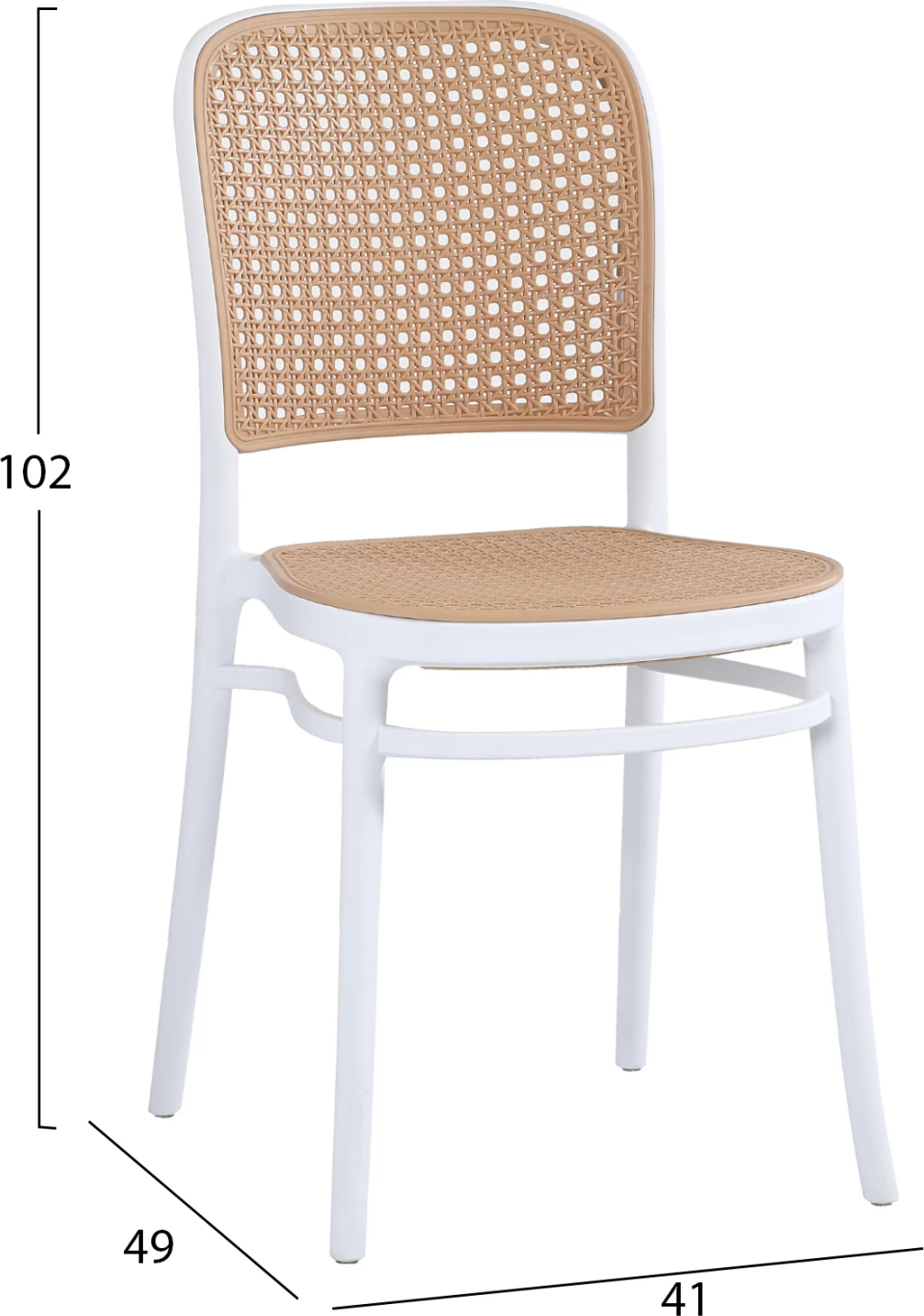 Jedilni komplet 5 kosov FH11911 okrogla miza in polipropilenski stoli v beli barvi