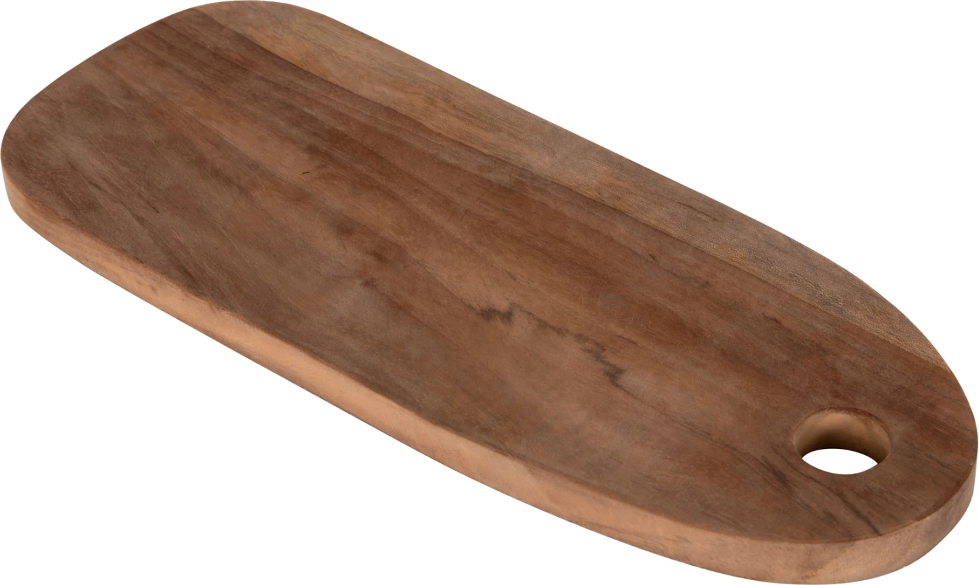 Deska za rezanje v podolgovati obliki FH4286 iz tikovine v naravni barvi z luknjo za obešanje 15x39x2Hcm