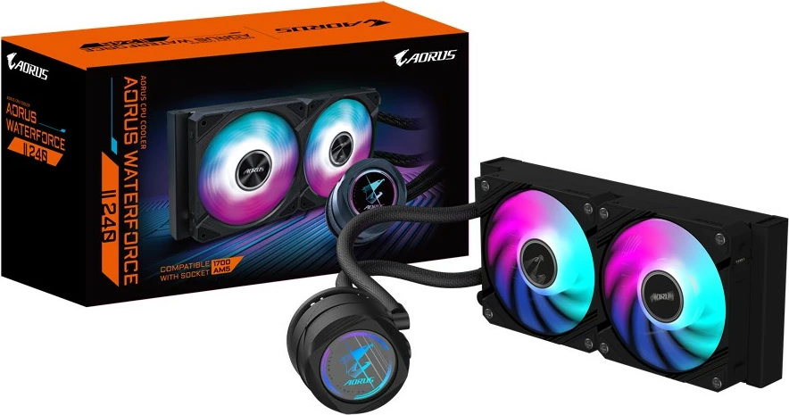 Hladilnik vodni AORUS WATERFORCE II 240, 2x120mm ARGB, črn