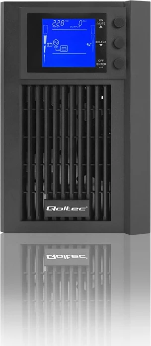 Neprekinjeno napajanje (UPS) Qoltec 53981, 2 kVA, 1600 W, čista sinusoida, LCD, USB, črn