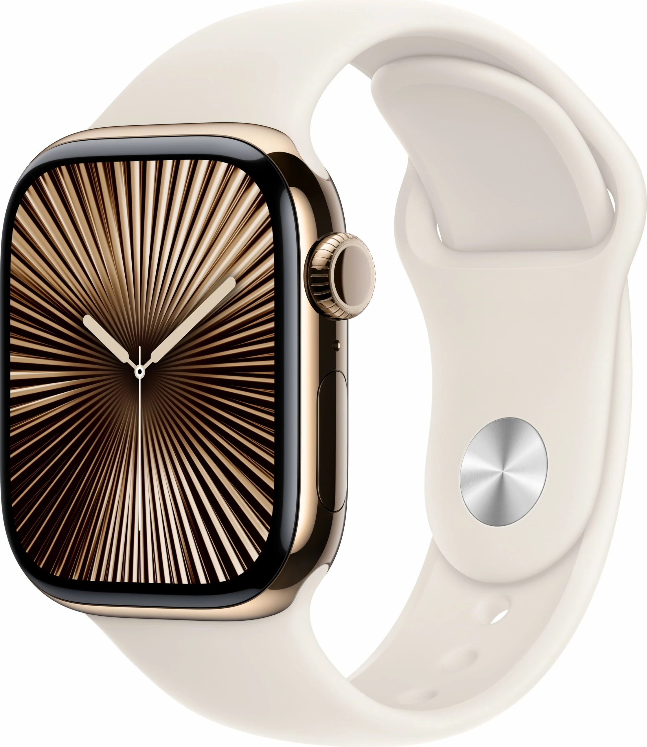 Pametna ura, titanium ohišje zlata, 42 mm, 64 GB, GPS + Cellular, športni pašček Starlight M/L — Apple Watch Series 10