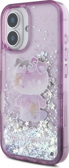 Ovitek za telefon Liquid Glitter 50. obletnica Hello Kitty za iPhone 16, vijoličen