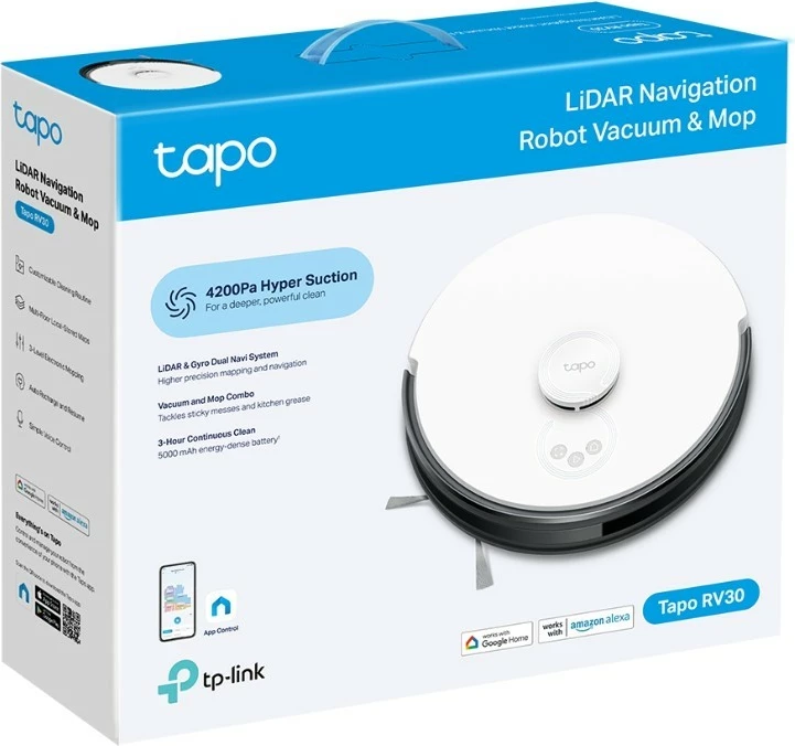 Robotski sesalnik TP-LINK Tapo RV30, 4200Pa, 5000mAh, bel