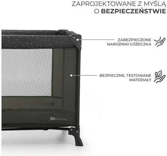 Prenosno potovalno posteljica JOY LIGHT, KinderKraft, siva