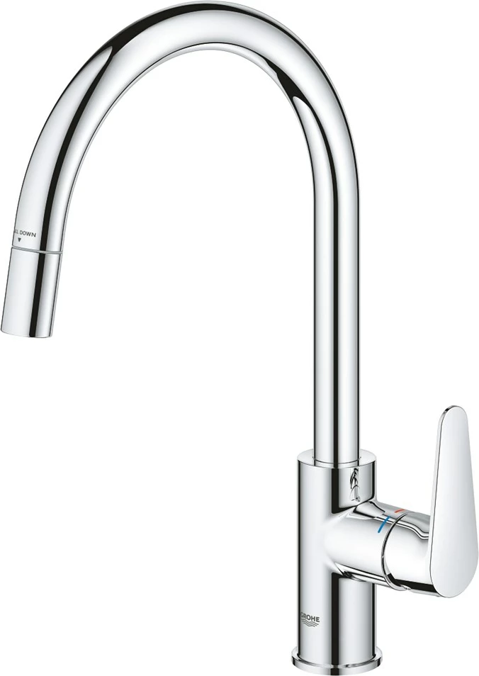 Kuhinjska pipa z eno ročico Grohe baucurve 30547000, krom