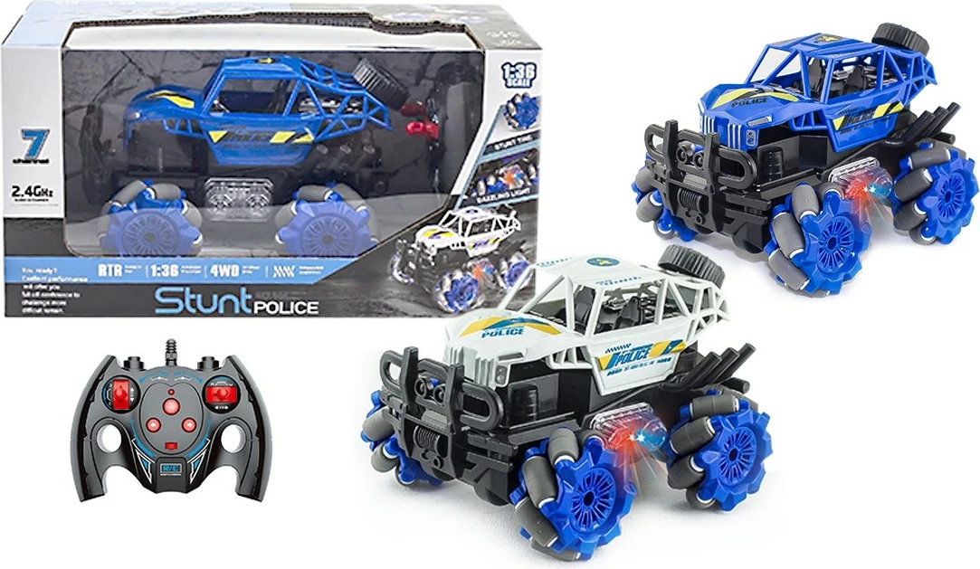 Akrobatski RC avto 1:36, 4WD, 2.4 GHz, 360° vrtenje, z lučmi — Artyk 186400, mešane barve