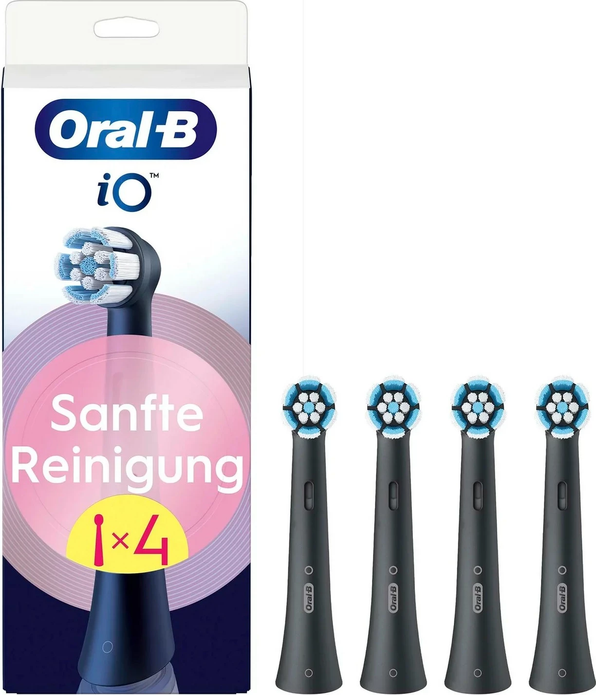 Zamenjalne glave za Oral-B iO, 4 kosa, črne, mehansko čiščenje