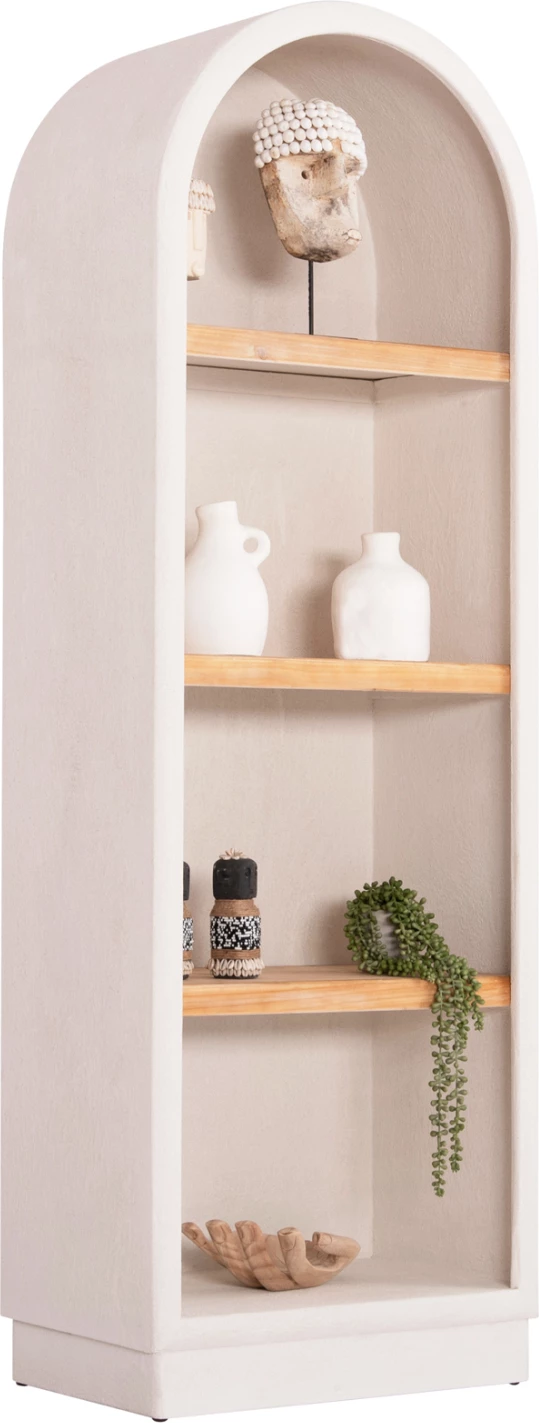 Polica serije Santorini FH18045 MDF v off-white barvi - police iz jelovine v naravni barvi 60x38.5x179Hcm