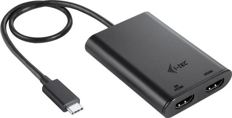 Adapter USB-C z dvojno 4K/60Hz (enoten 8K/30Hz) i-tec, črn